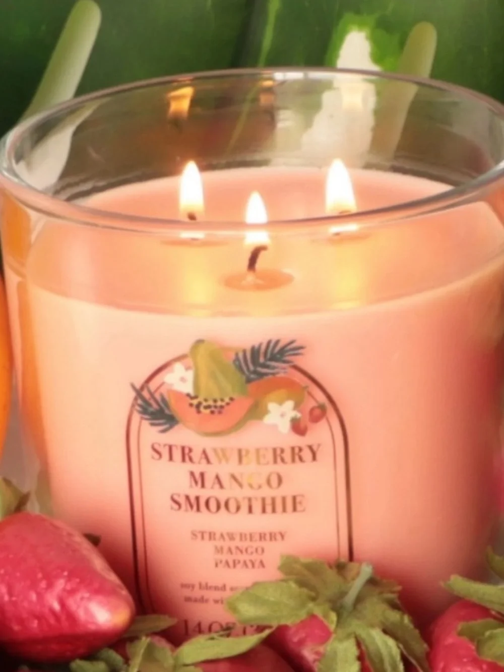 Large Strawberry Mango Smoothie Scented Candle